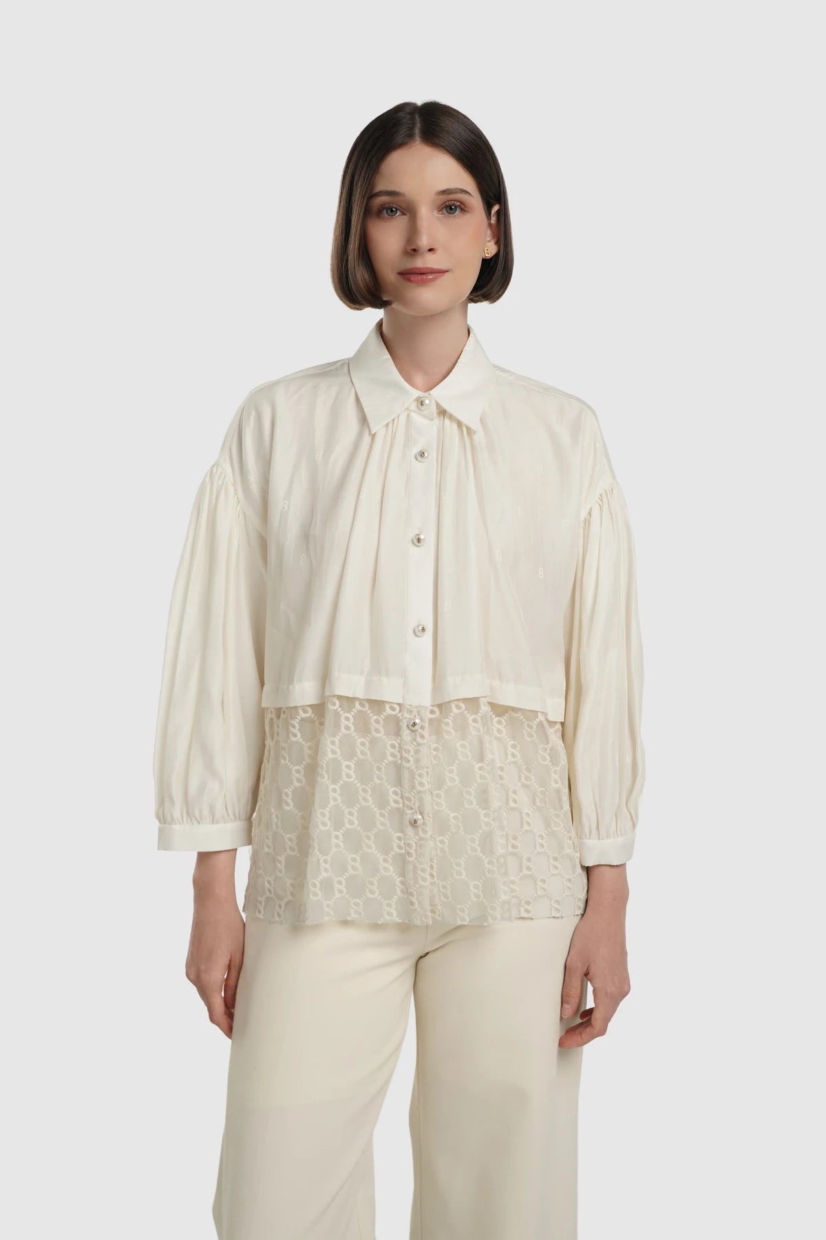 Louisa Embroidery Shirt - Ivory