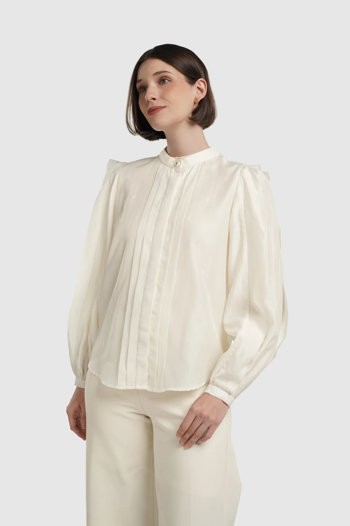Louisa Pleated Shirt - Ivory