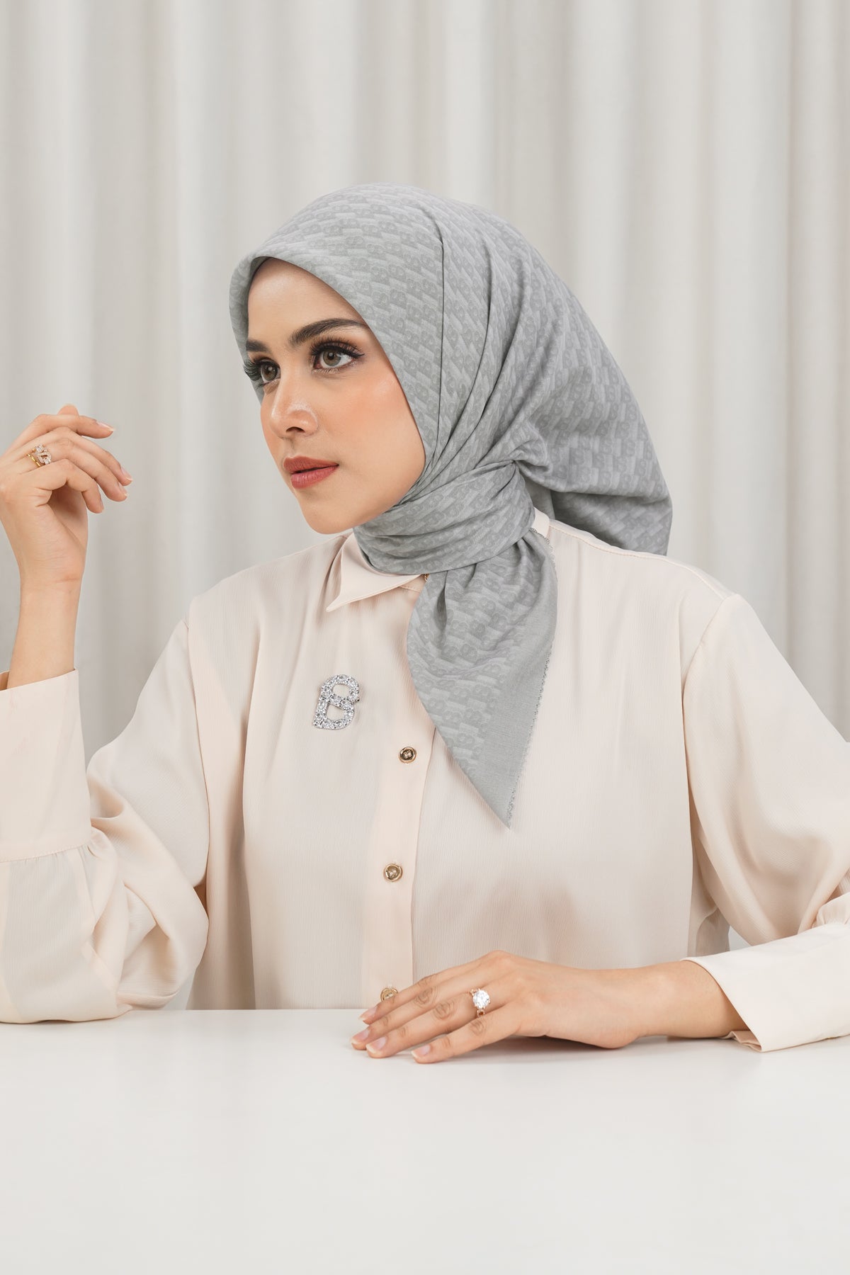 Leena Monogram Square - Misted Morn