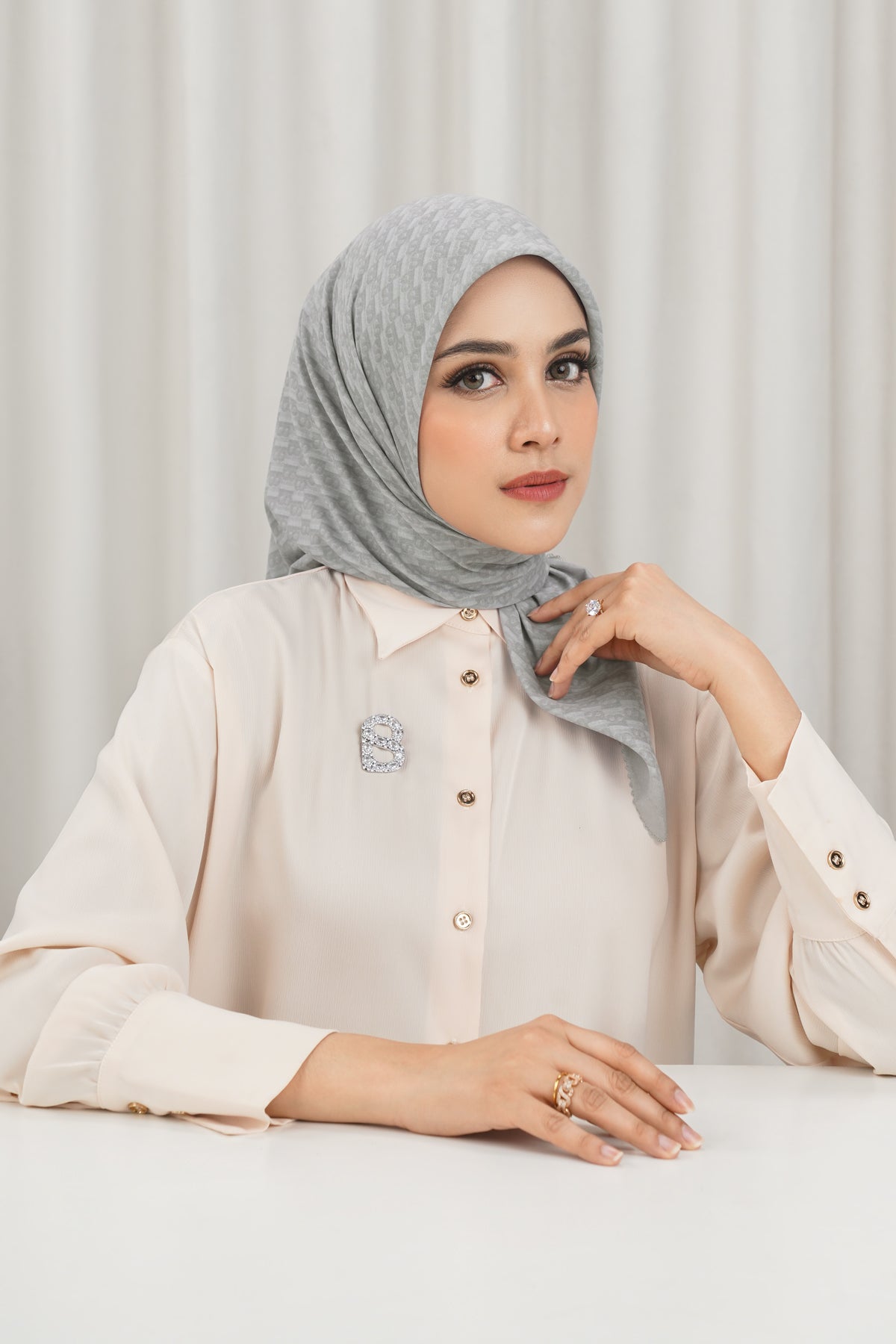 Leena Monogram Square - Misted Morn