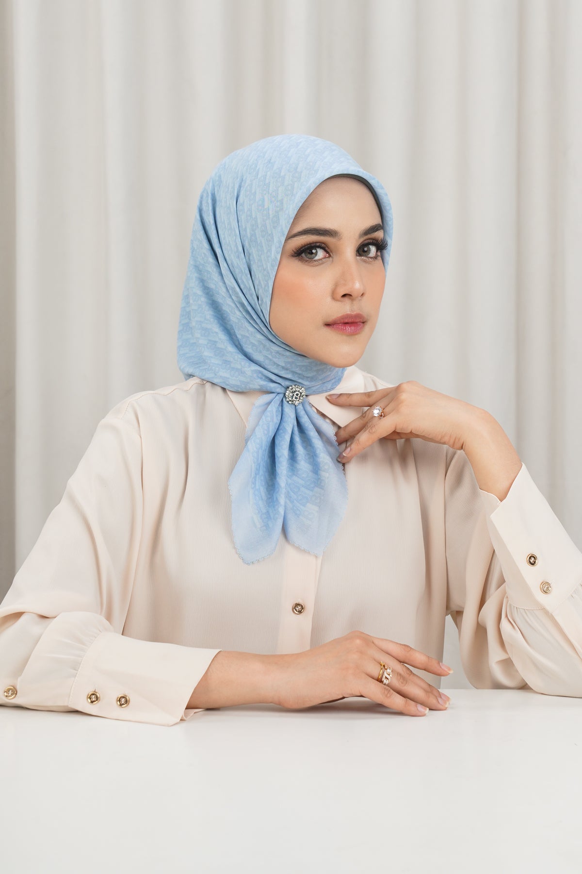 Leena Monogram Square - Powder Blue