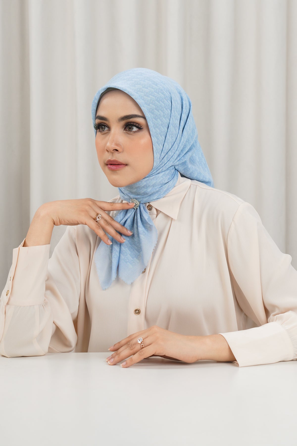 Leena Monogram Square - Powder Blue