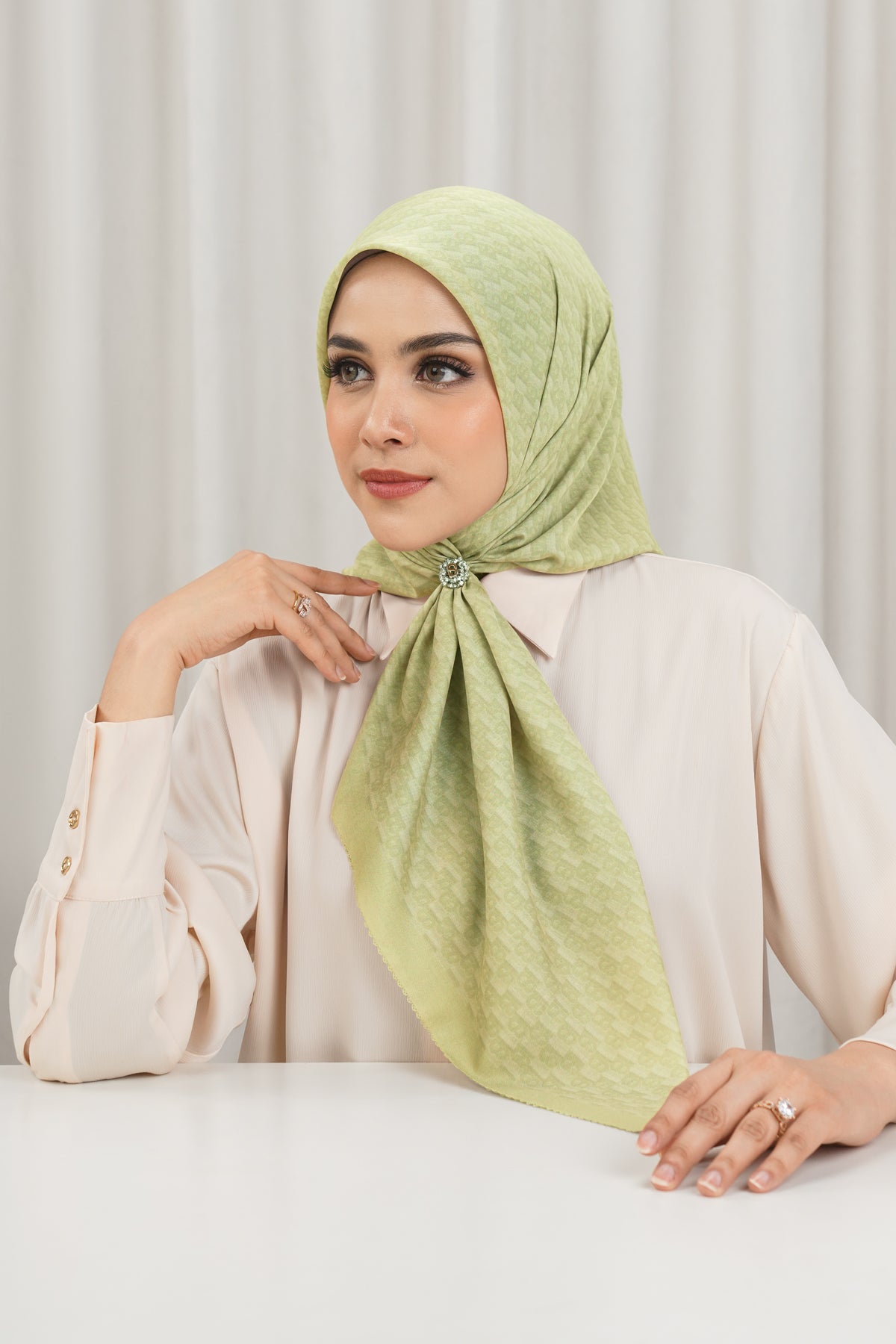 Leena Monogram Square - Sage Green