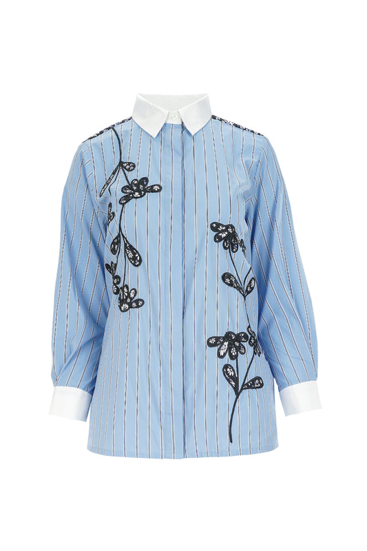 Lenora Embroidery Shirt - Blue