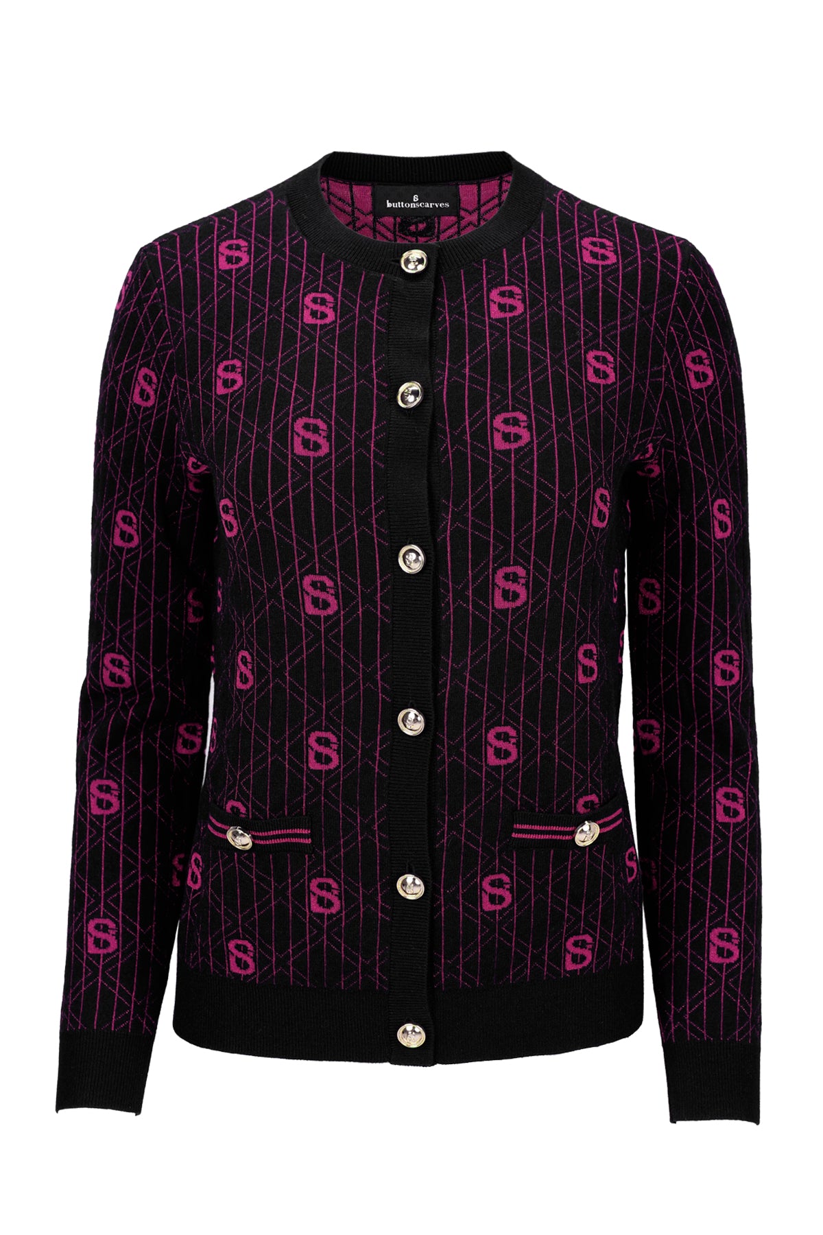 Lucy Cardigan - Black/Fuschia