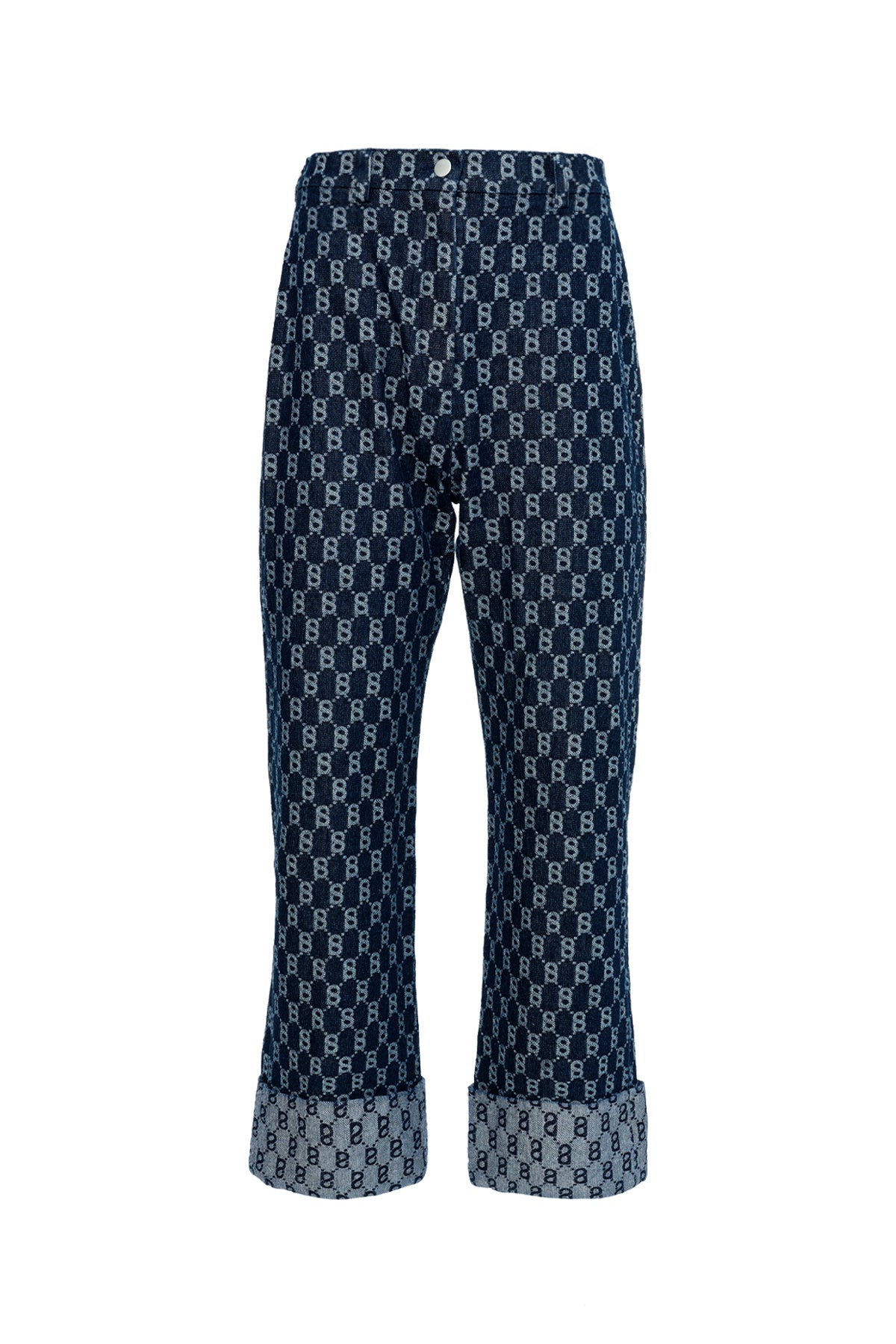 Monogram Geniş Paça Kot - Mavi