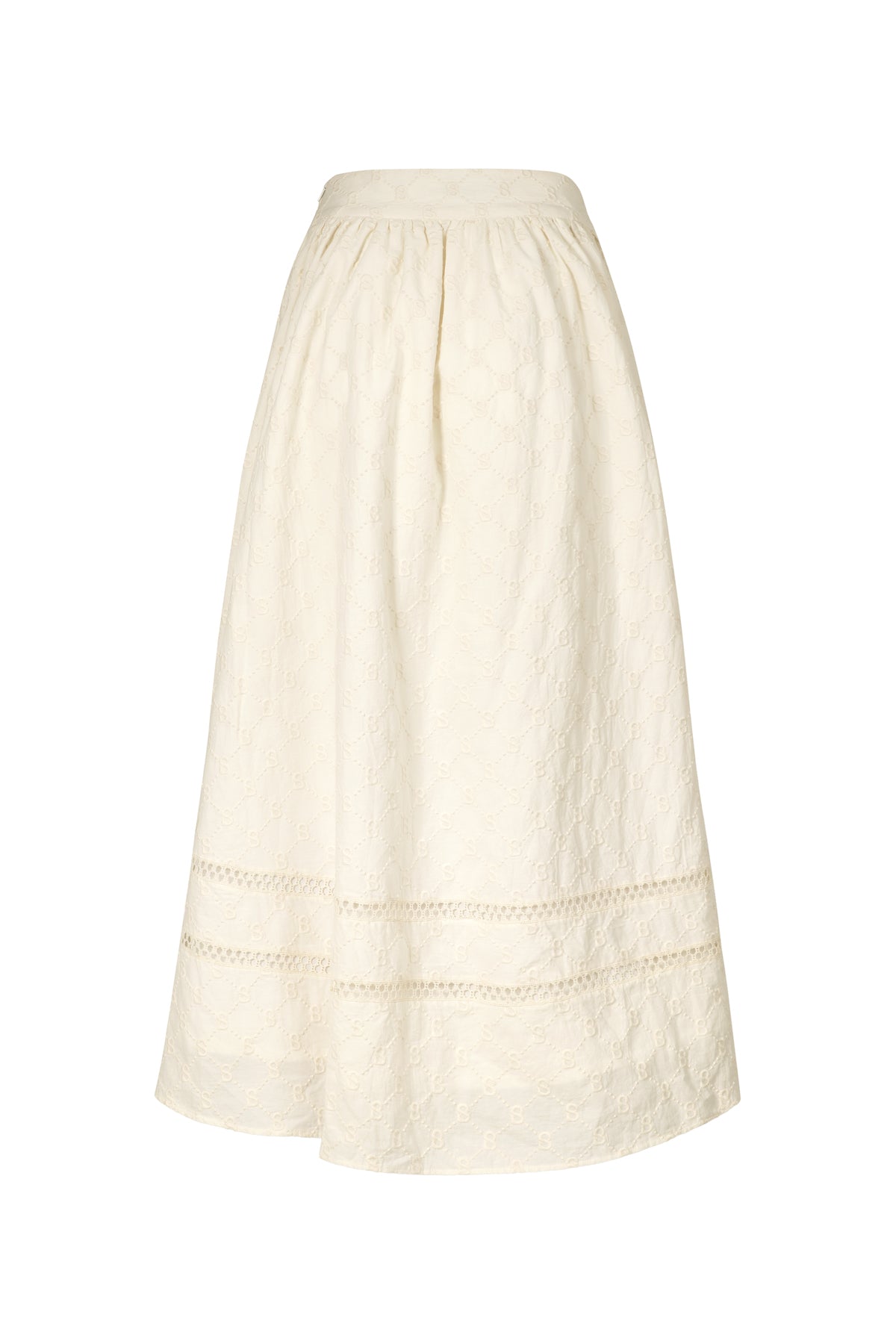 Monogram Beverly Ruffle Skirt - Cream