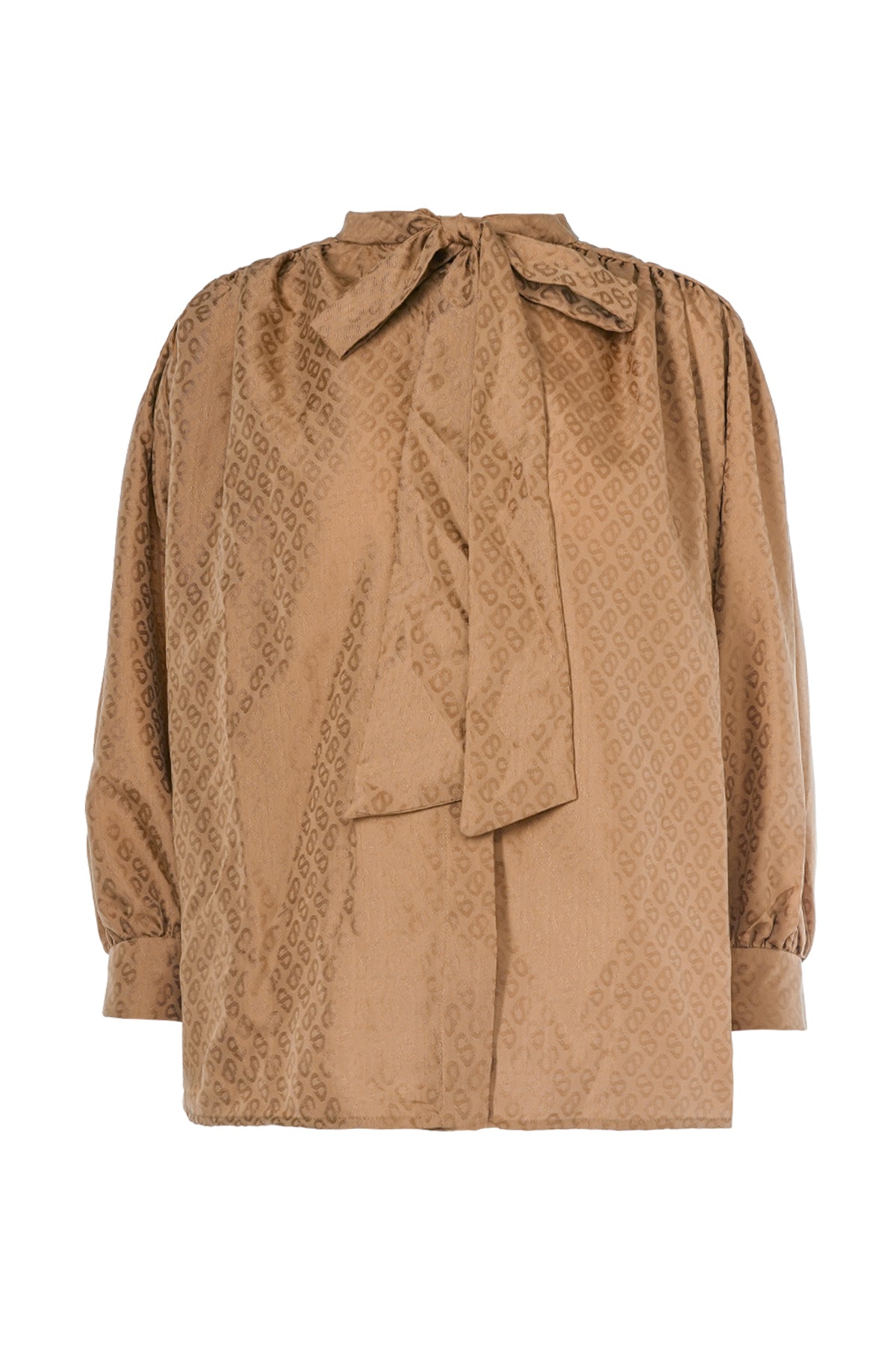 Monogram Embossed Bow Shirt - Brown