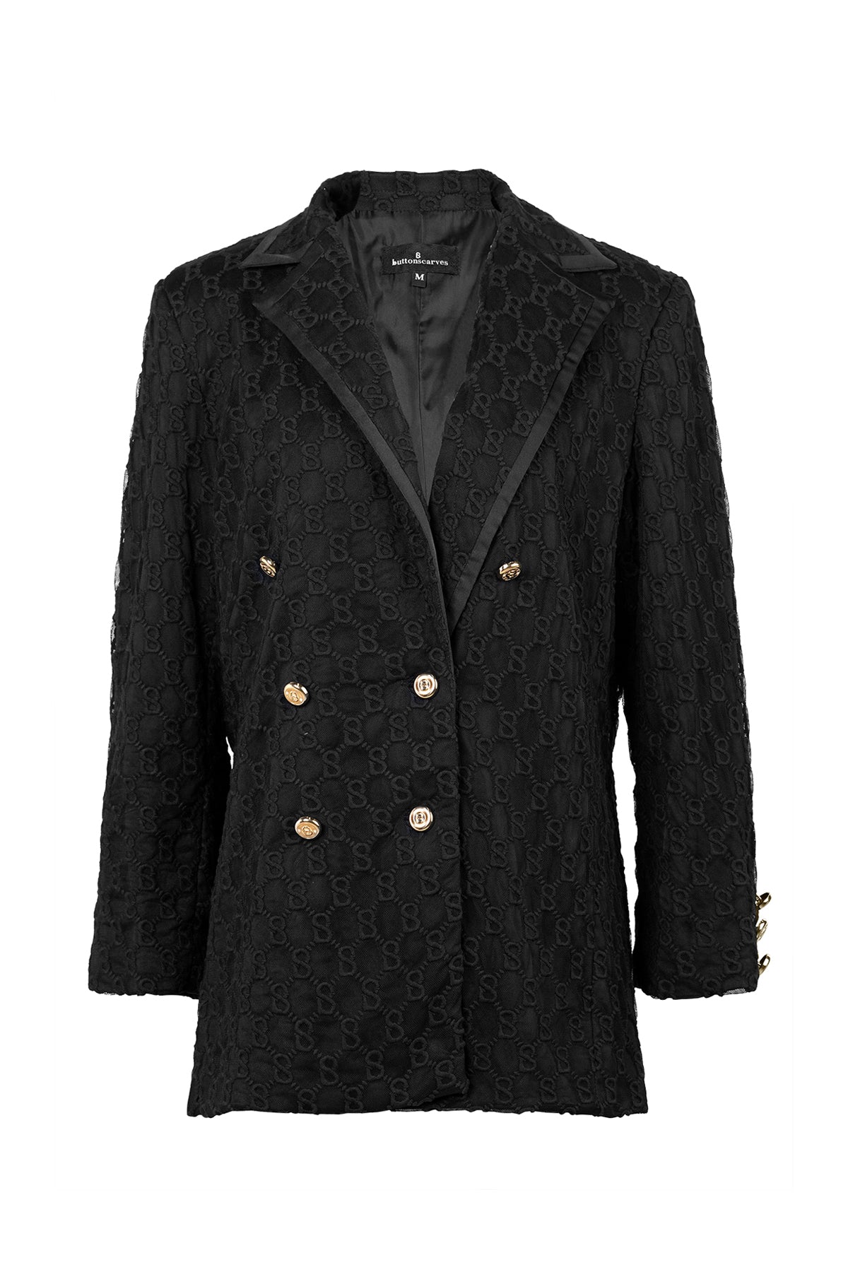 Monogram Embroidery Blazer - Black