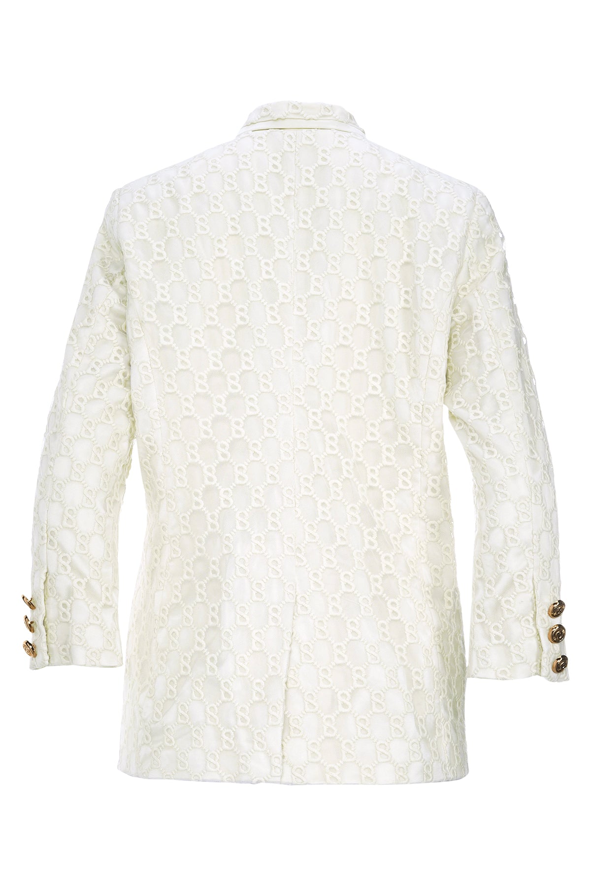 Monogram Embroidery Blazer - Cream