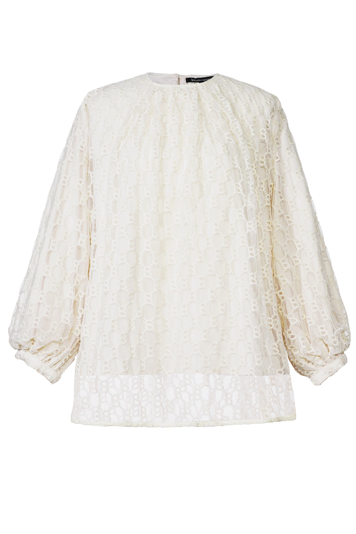 Monogram Embroidery Blouse - Cream