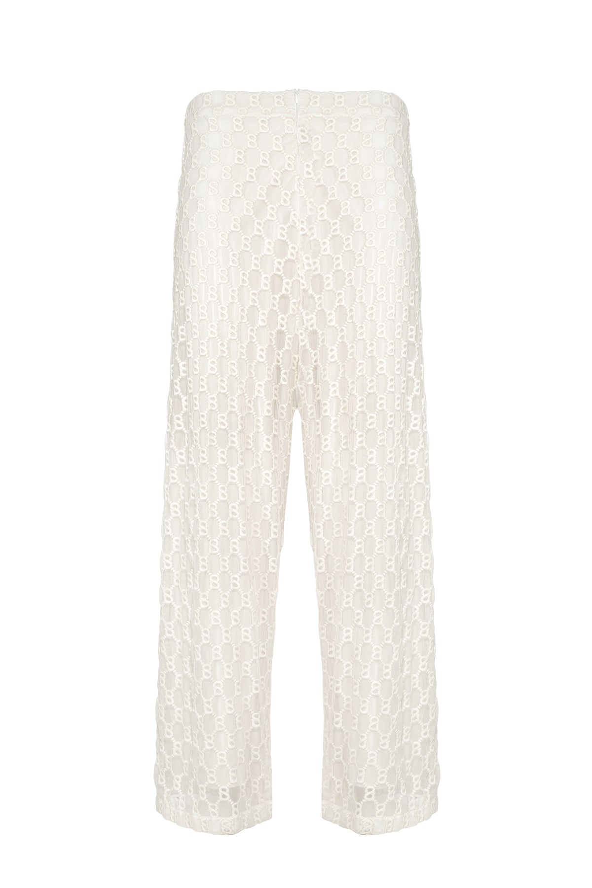 Monogram Embroidery Pants - Cream
