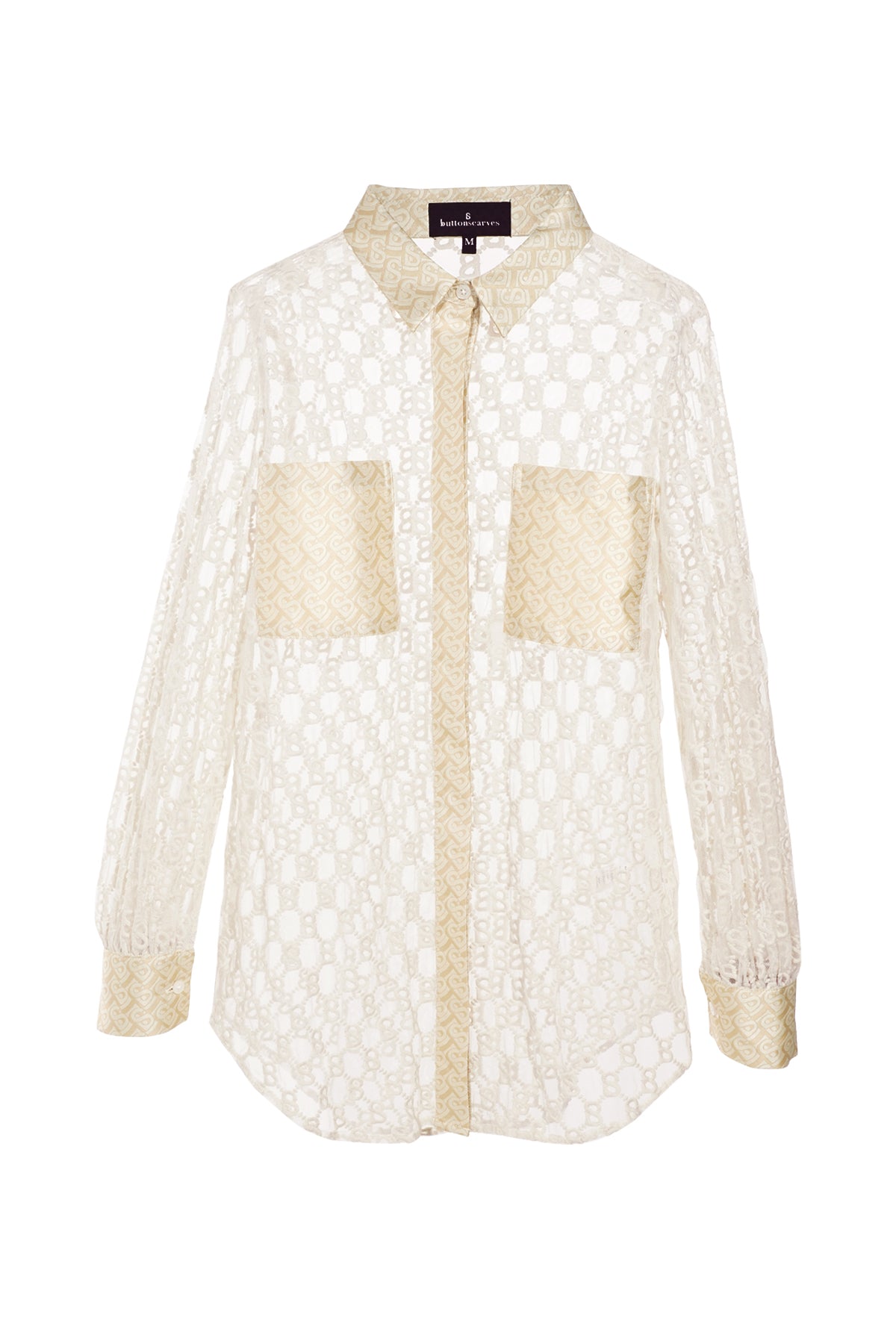 Monogram Embroidery Shirt with Pocket - Cream
