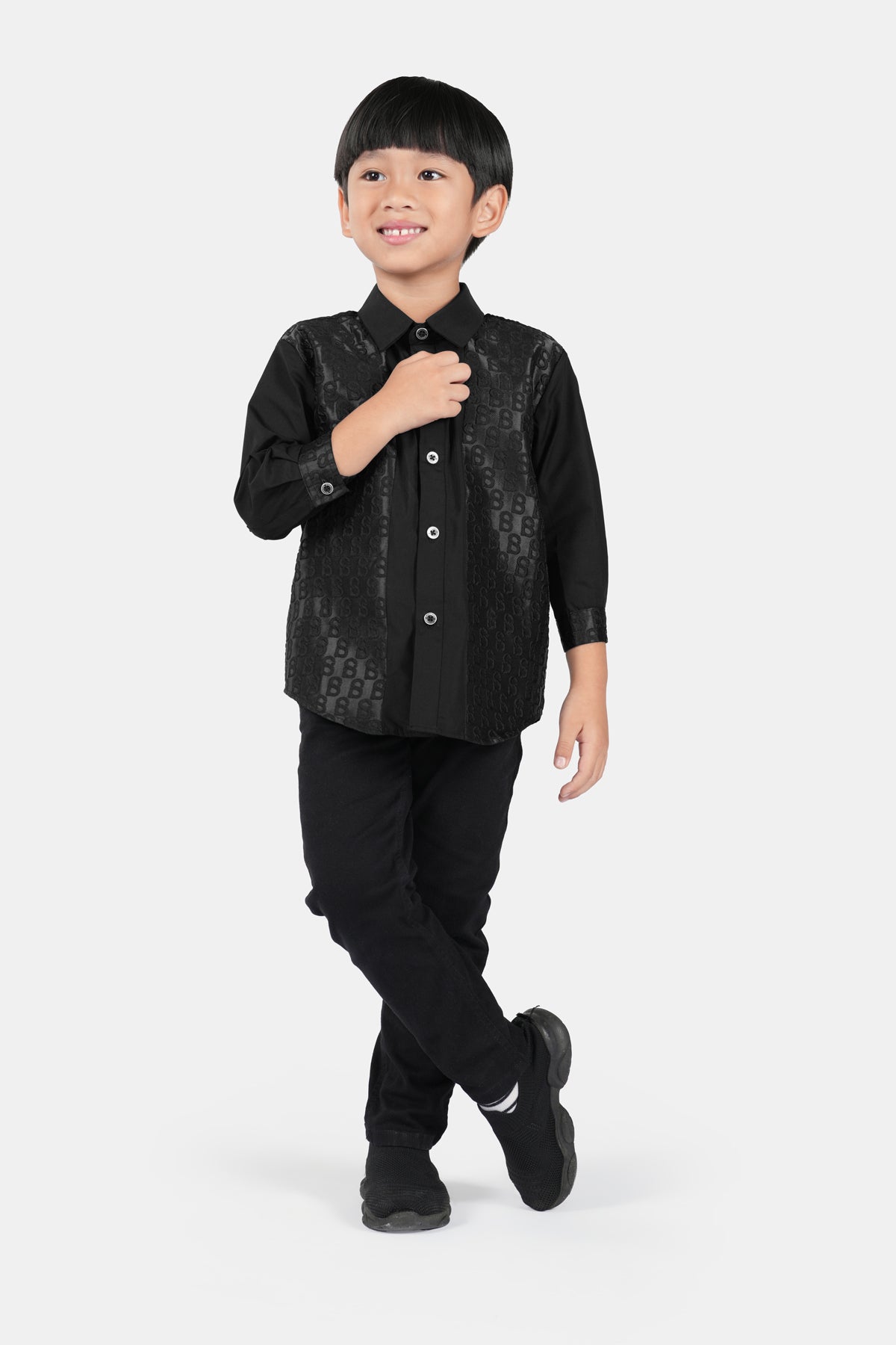 Monogram Jacquard Kids Shirt - Eclipse