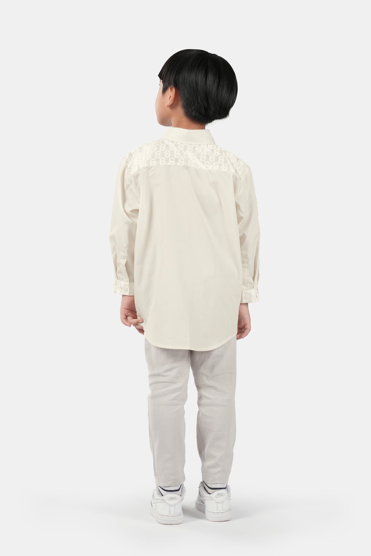 Monogram Jacquard Kids Shirt - Ecru