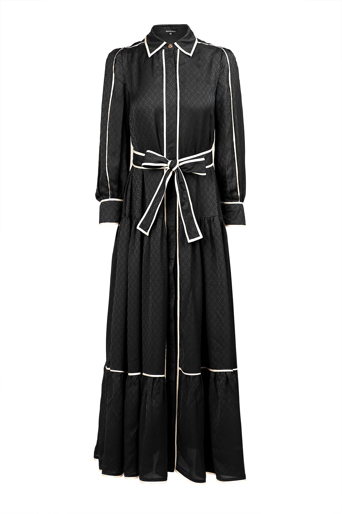 Monogram Saten Bağlama Detaylı Elbise - Geceyarısı