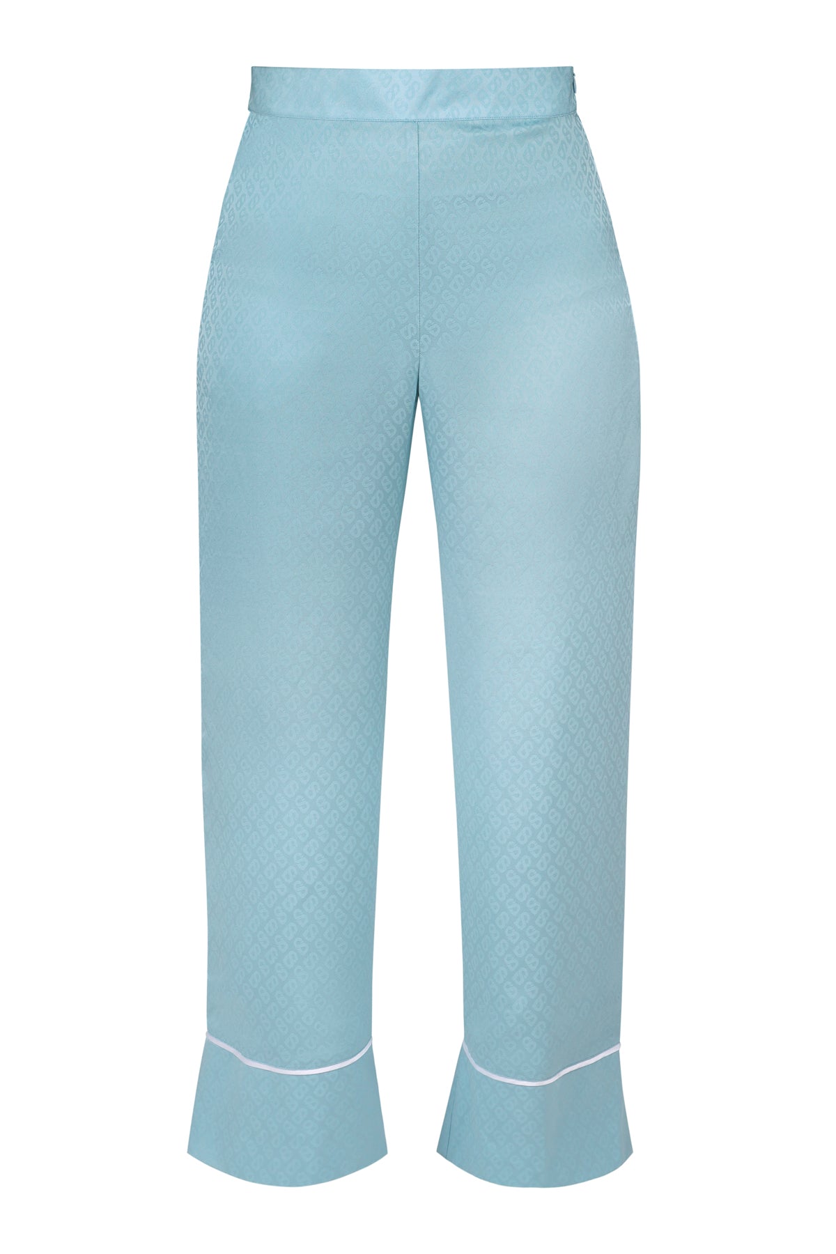 Monogram Satin Binding Detail Pants - Baby Blue