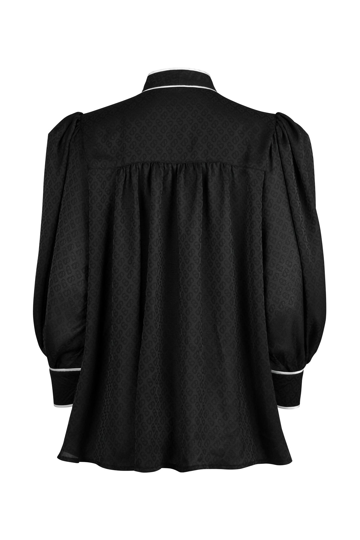 Monogram Satin Binding Detail Shirt - Midnight