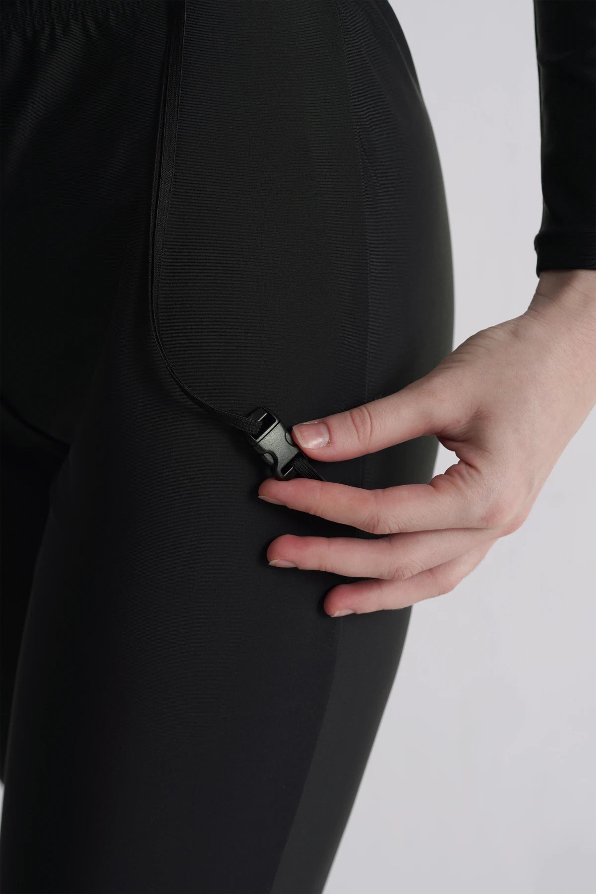 myra signature swimsuit in black by buttonscarves pants detail