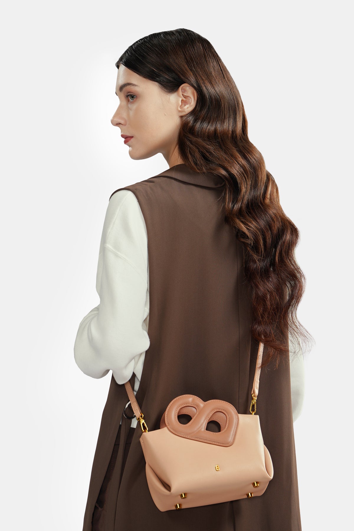 Nina Two-Tone Bag Small - Beige/Brown