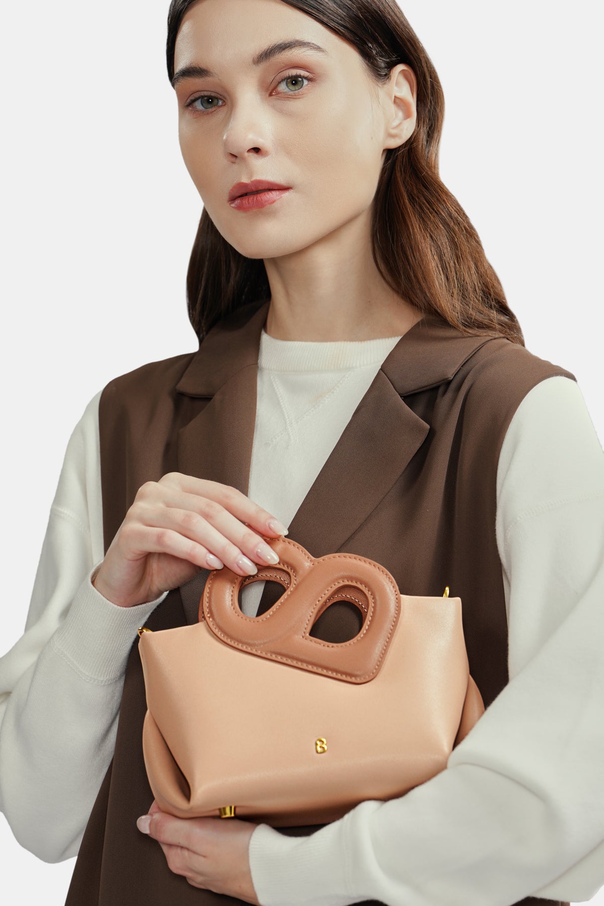 Nina Two-Tone Bag Small - Beige/Brown