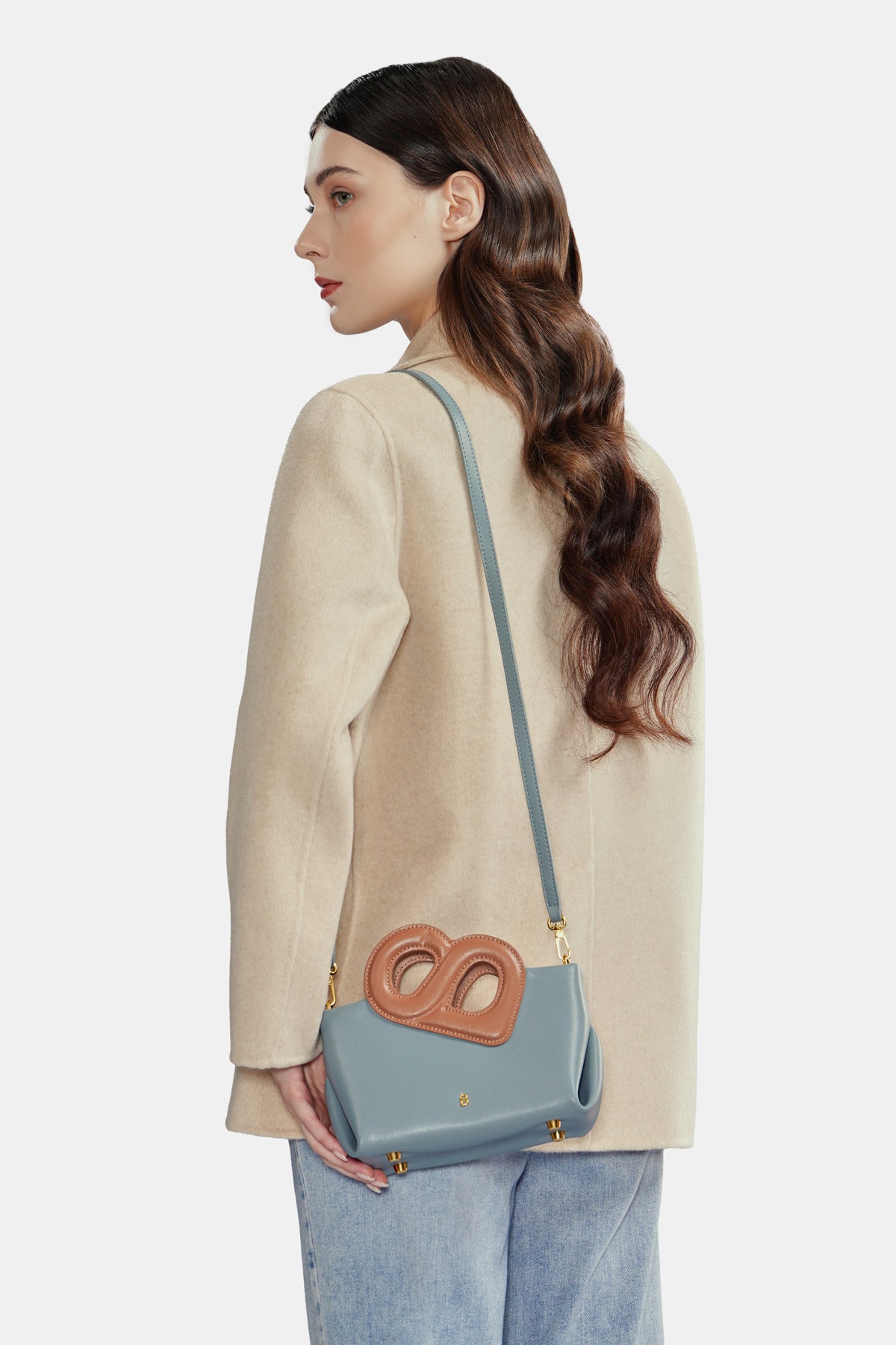 Nina Two-Tone Bag Small - Blue/Brown