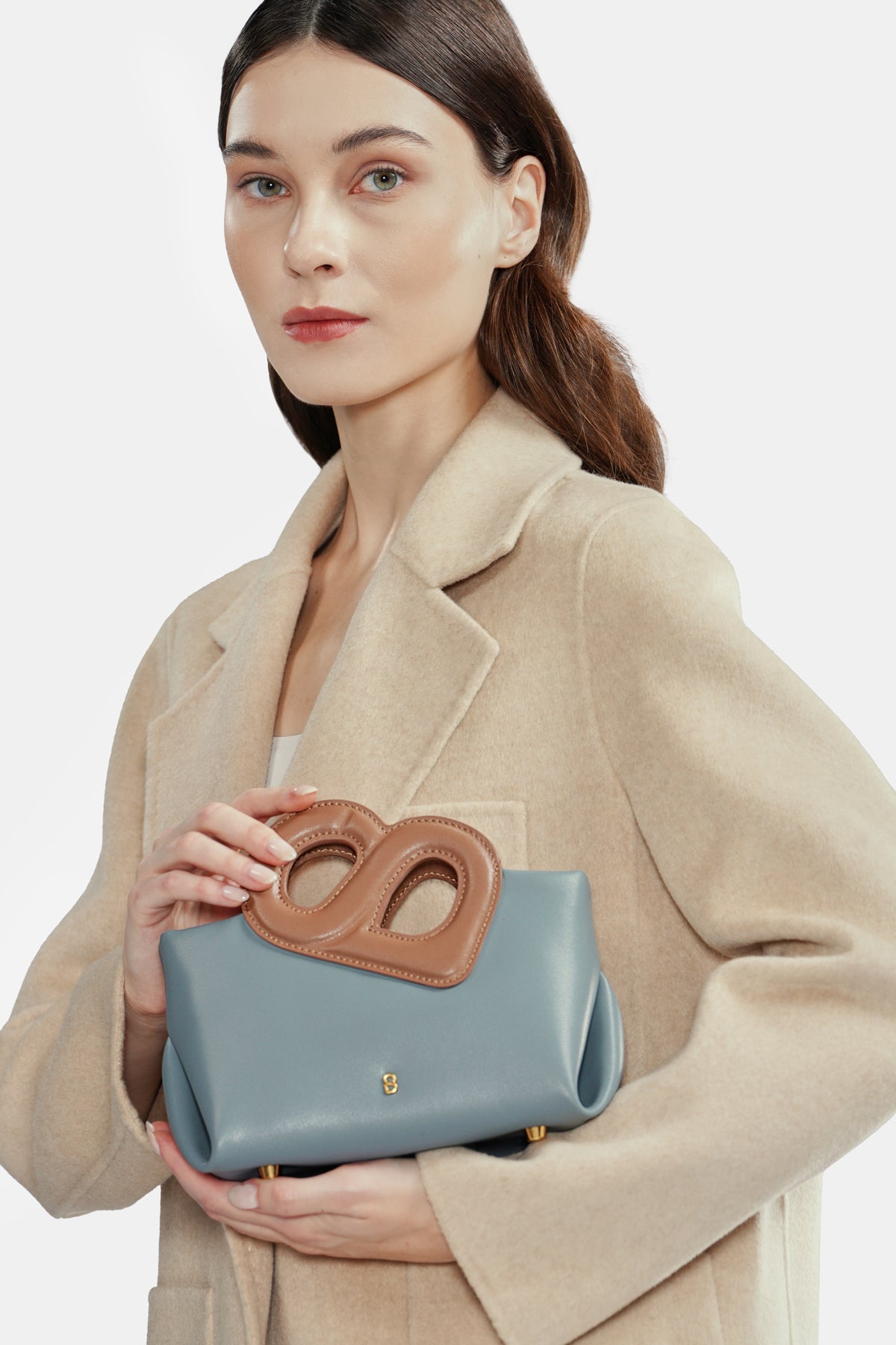 Nina Two-Tone Bag Small - Blue/Brown