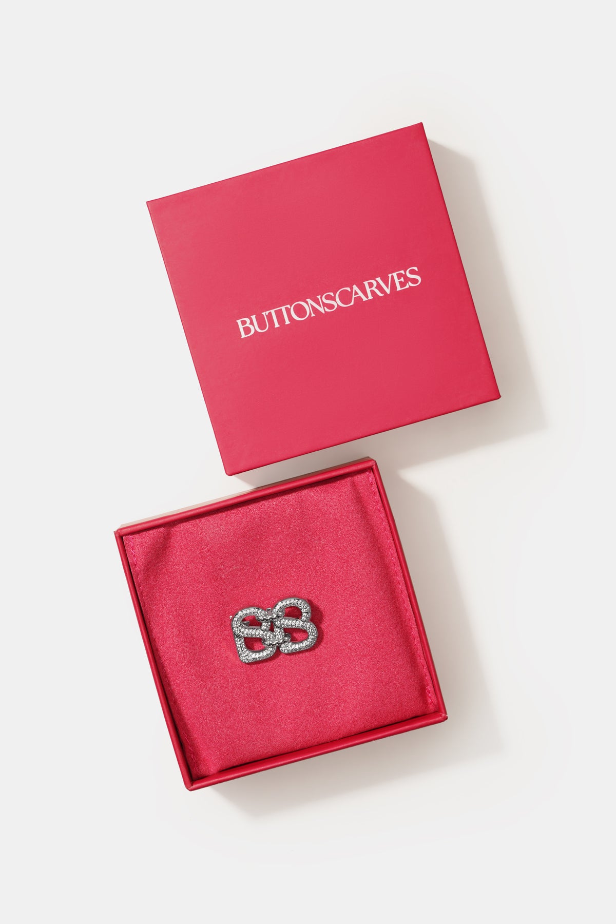 Petite Deux Crystal Brooch - Silver