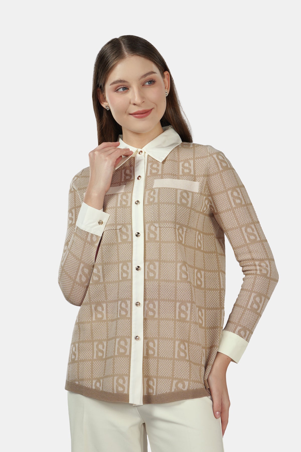 Plaid Knit Shirt - Oak