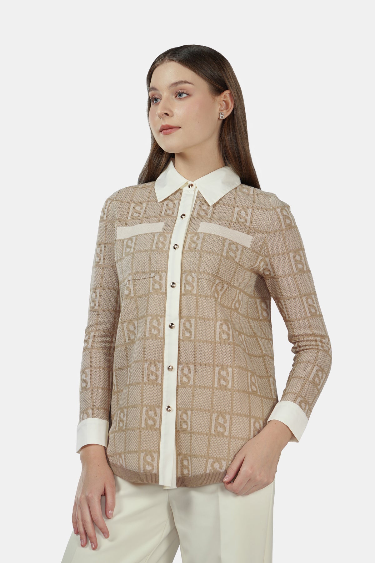 Plaid Knit Shirt - Oak