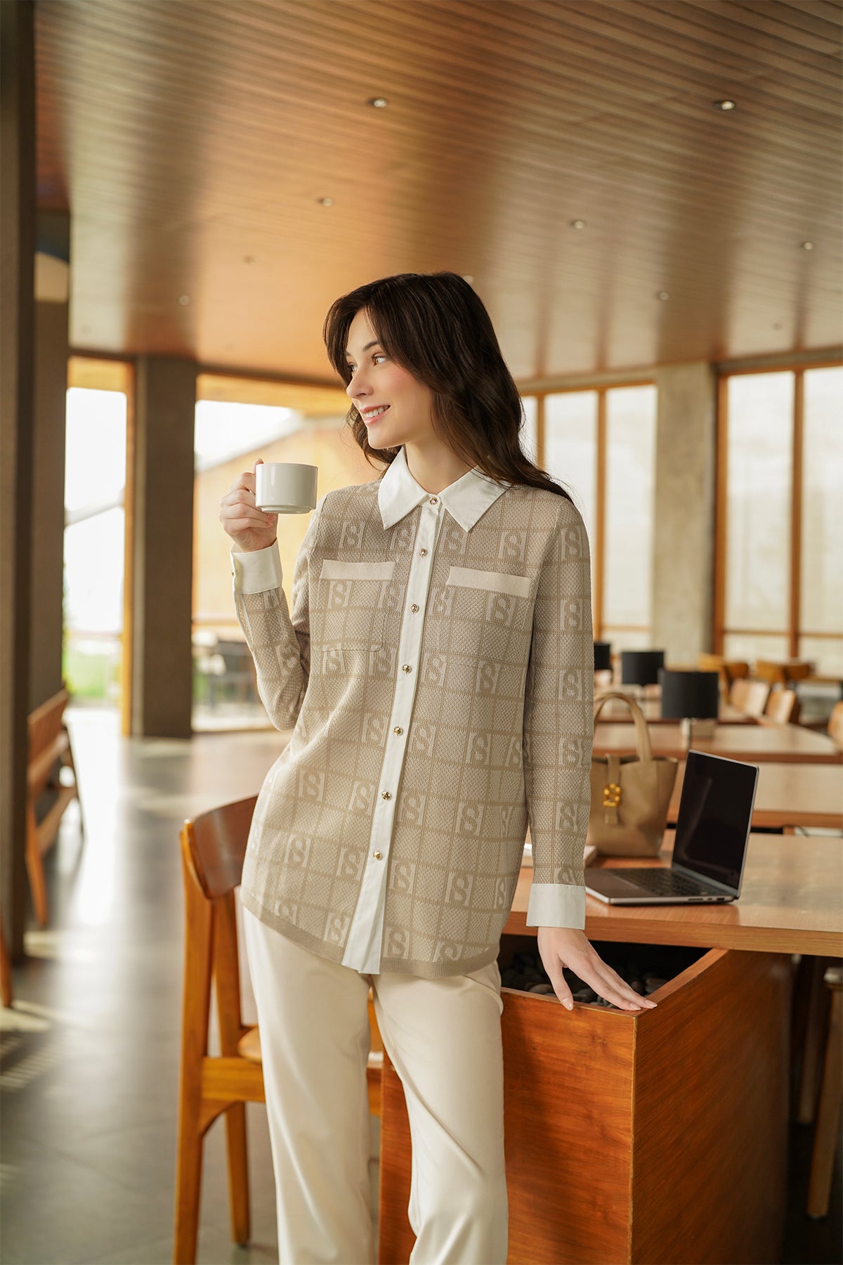 Plaid Knit Shirt - Oak