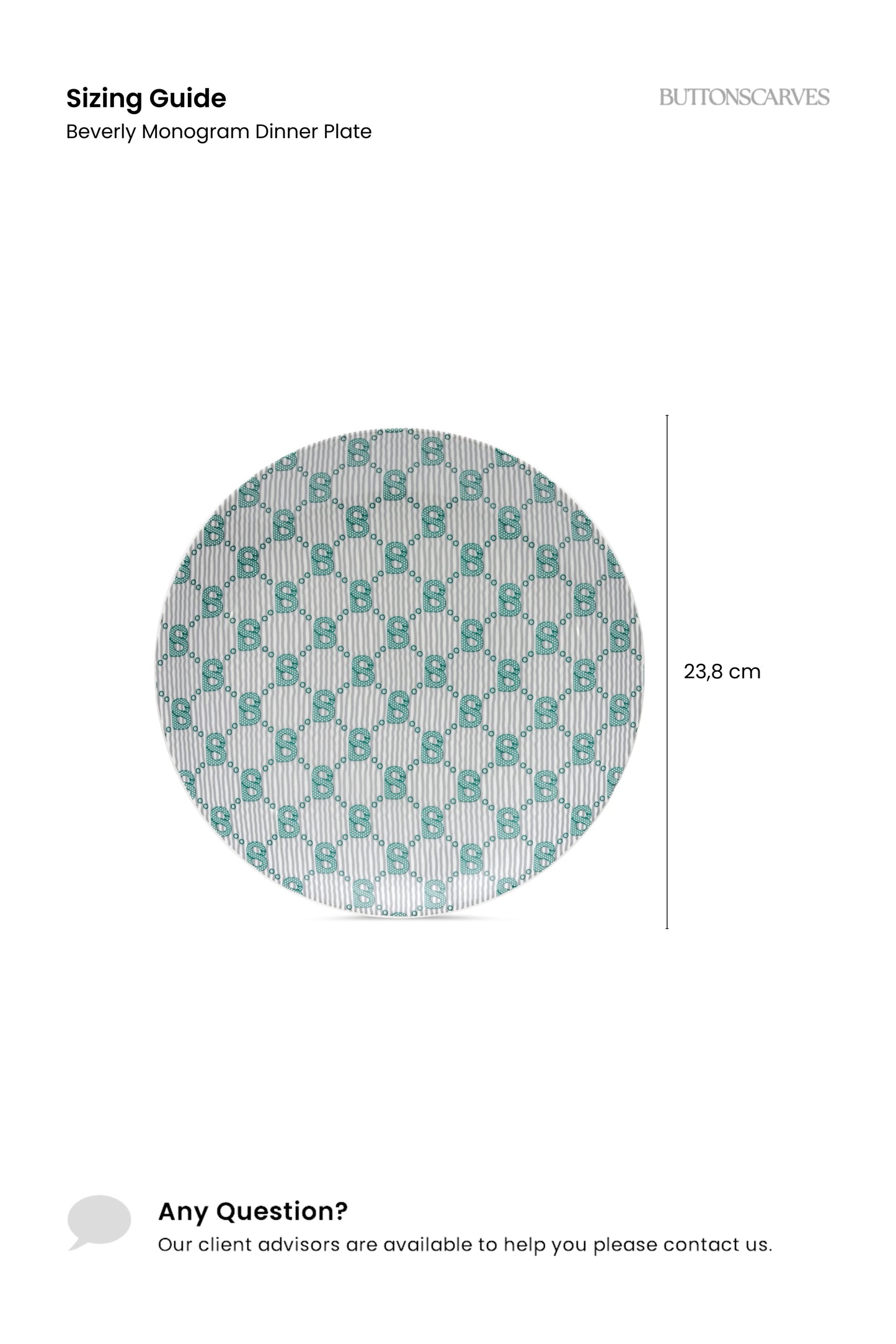 Beverly Monogram Dinner Plate - Teal