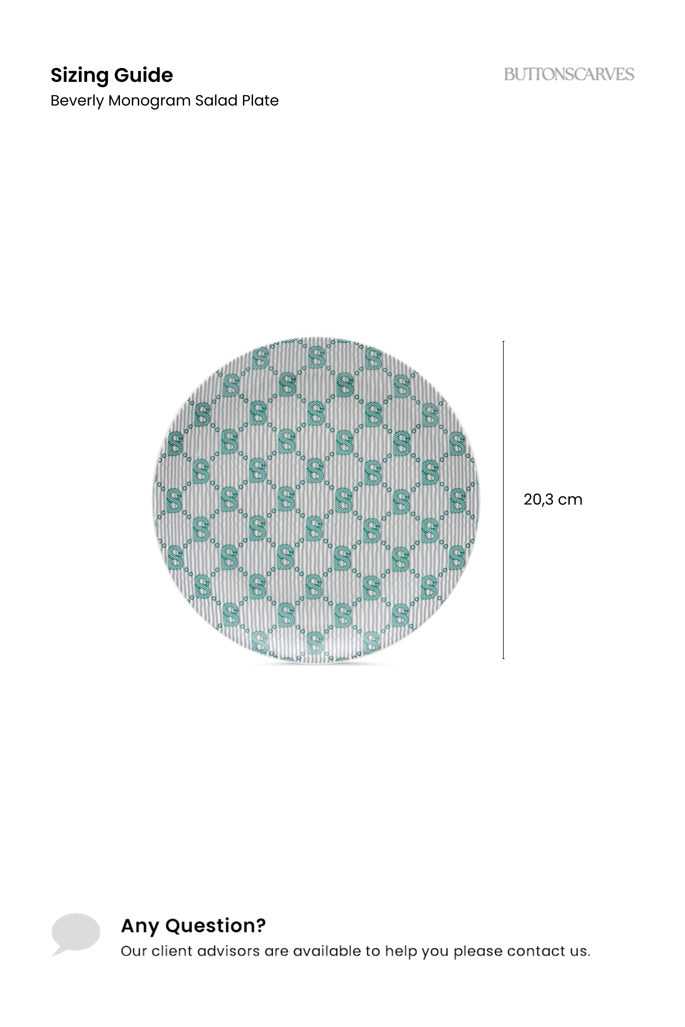 Beverly Monogram Salad Plate - Teal