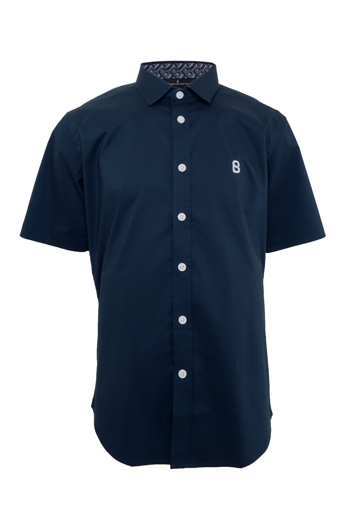 Signature Men Poplin Shirt Short Sleeve - Navy