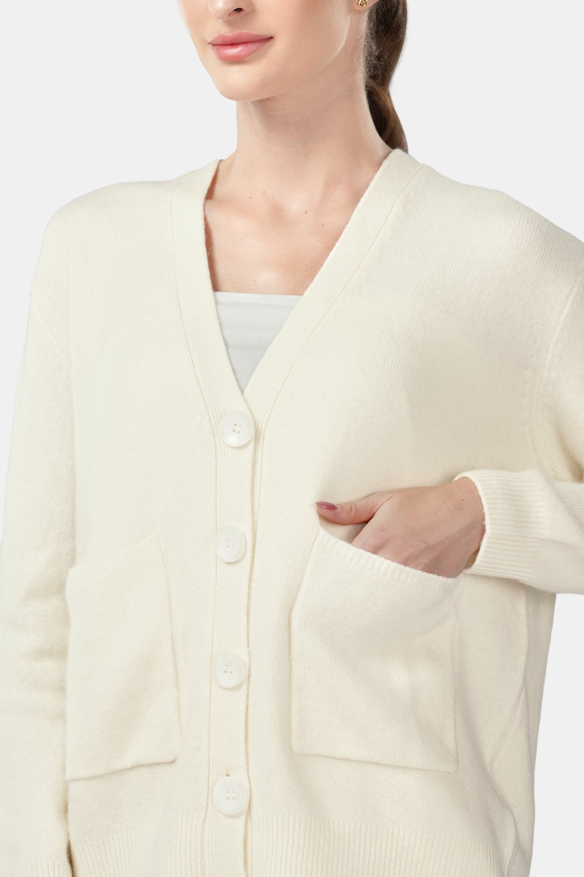 Signature Wool Cardigan - White