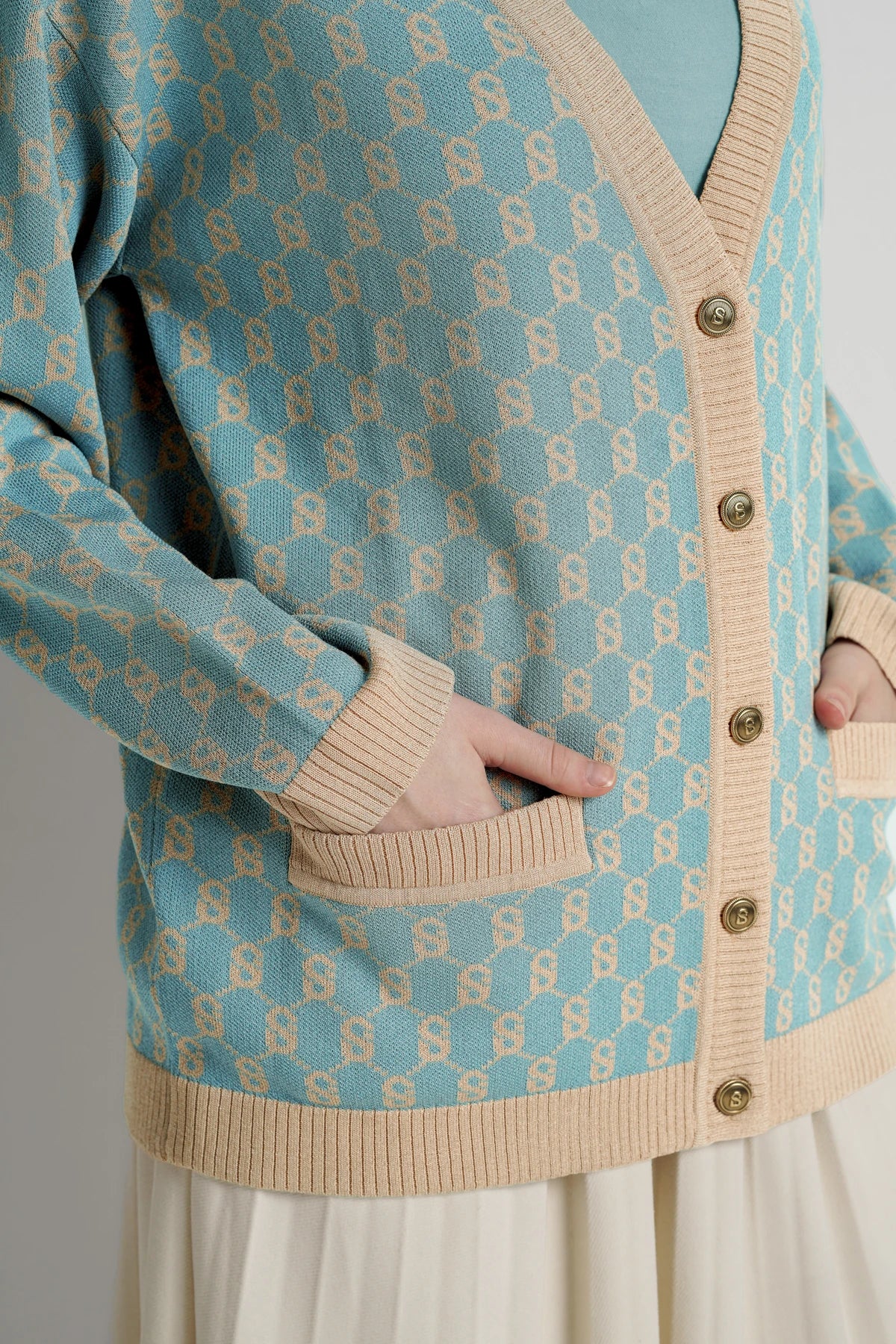 Signature Monogram Cardigan - Breeze