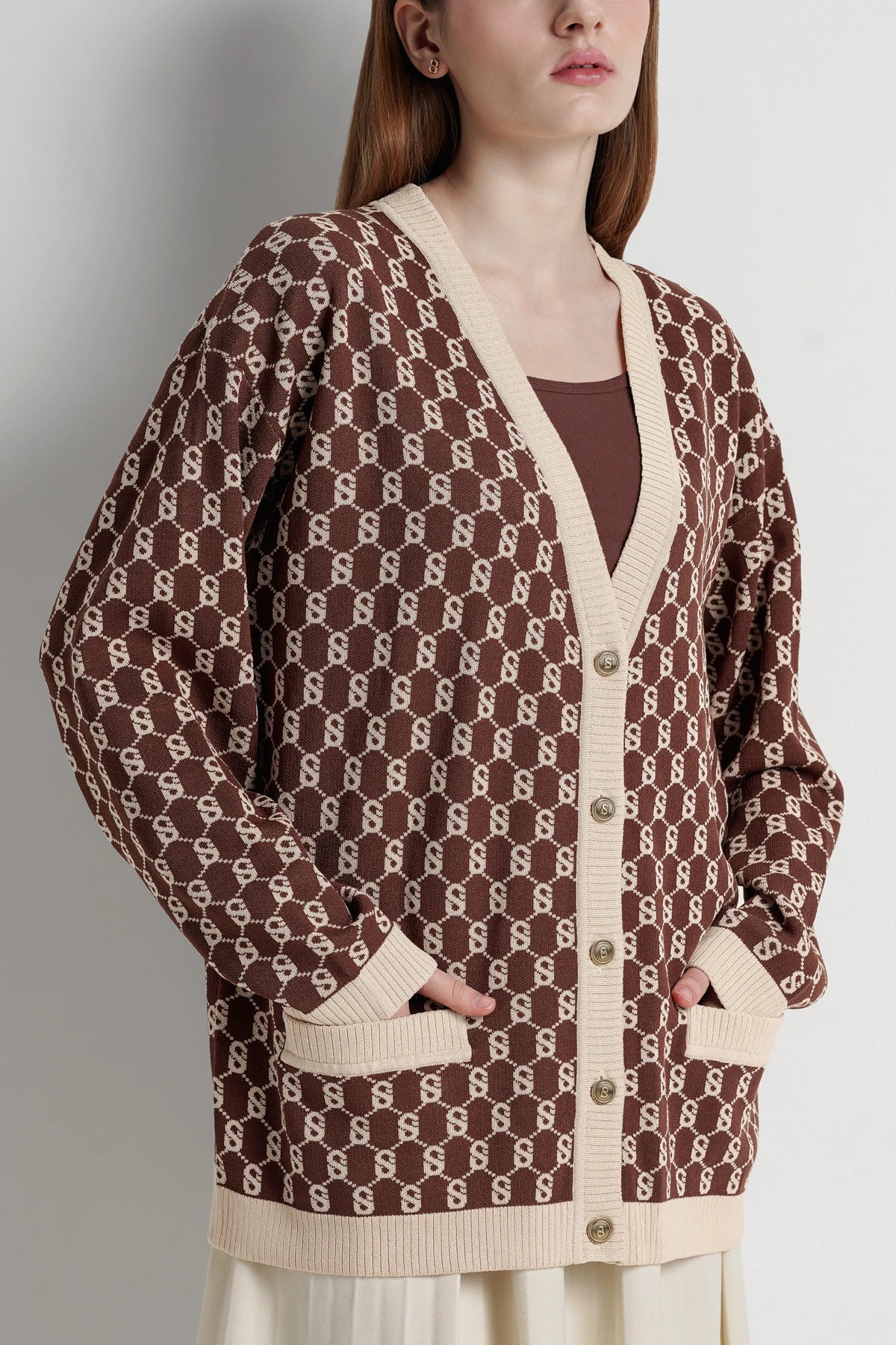 Signature Monogram Cardigan - Choco