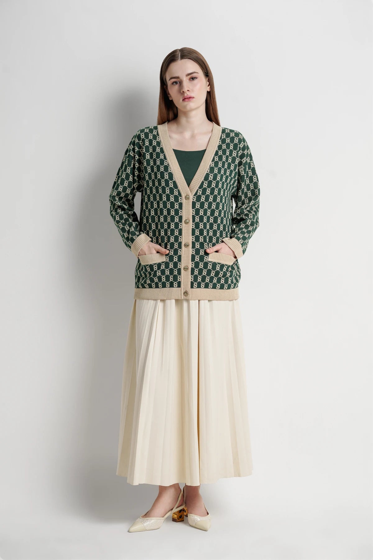Signature Monogram Cardigan - Forest