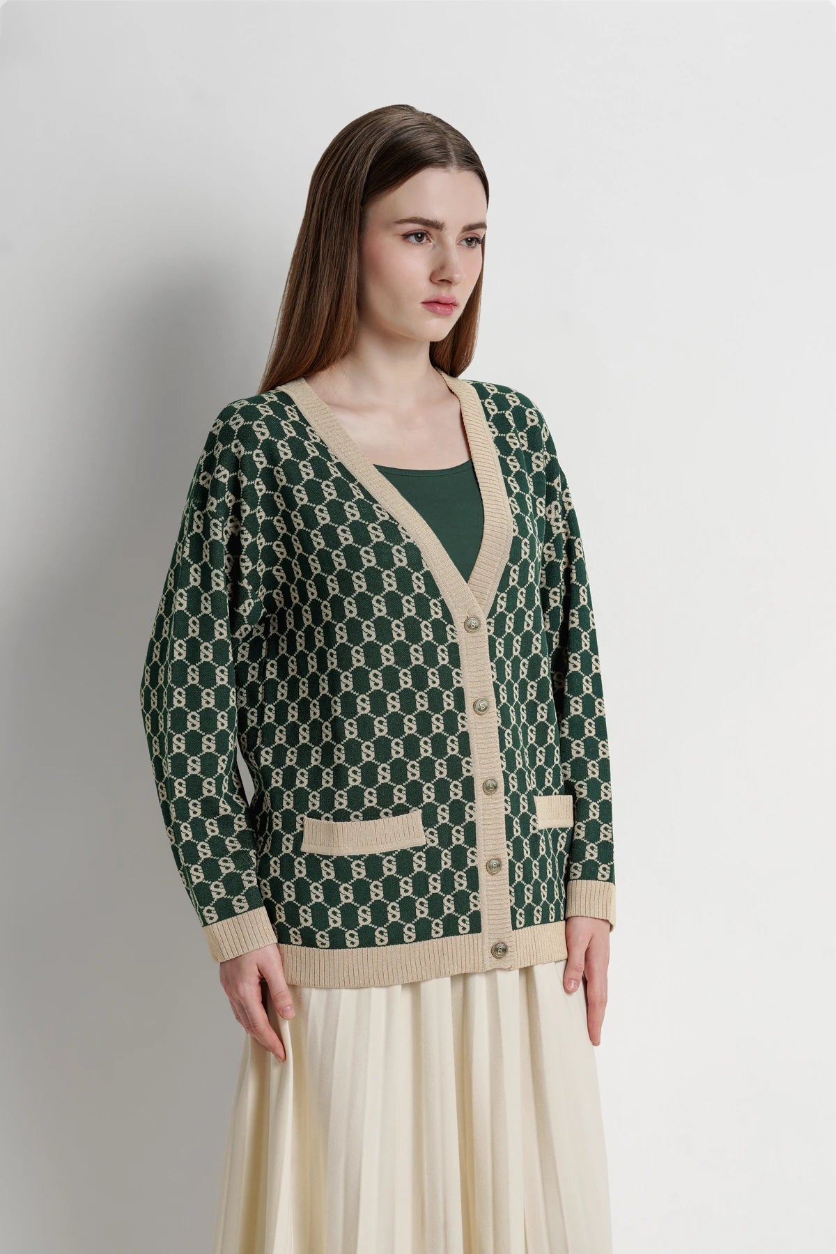 Signature Monogram Cardigan - Forest