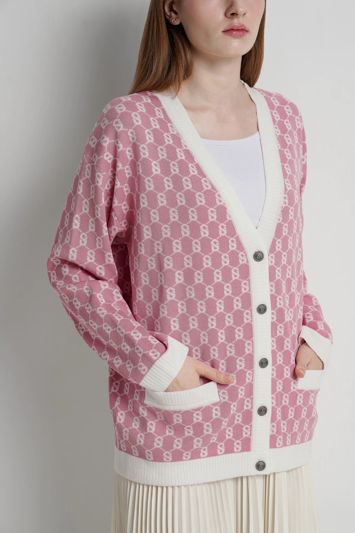 Signature Monogram Cardigan - Macaron