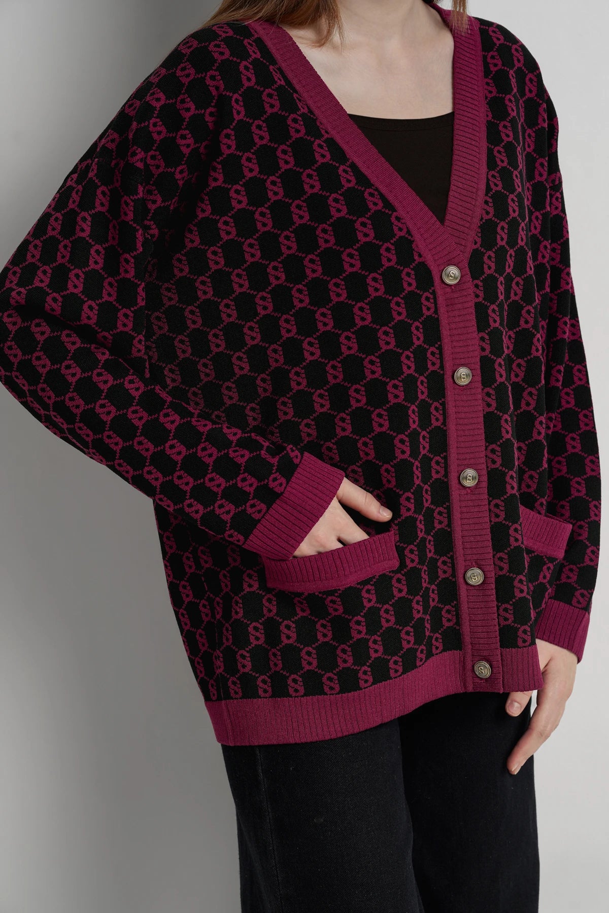 Signature Monogram Cardigan - Magenta