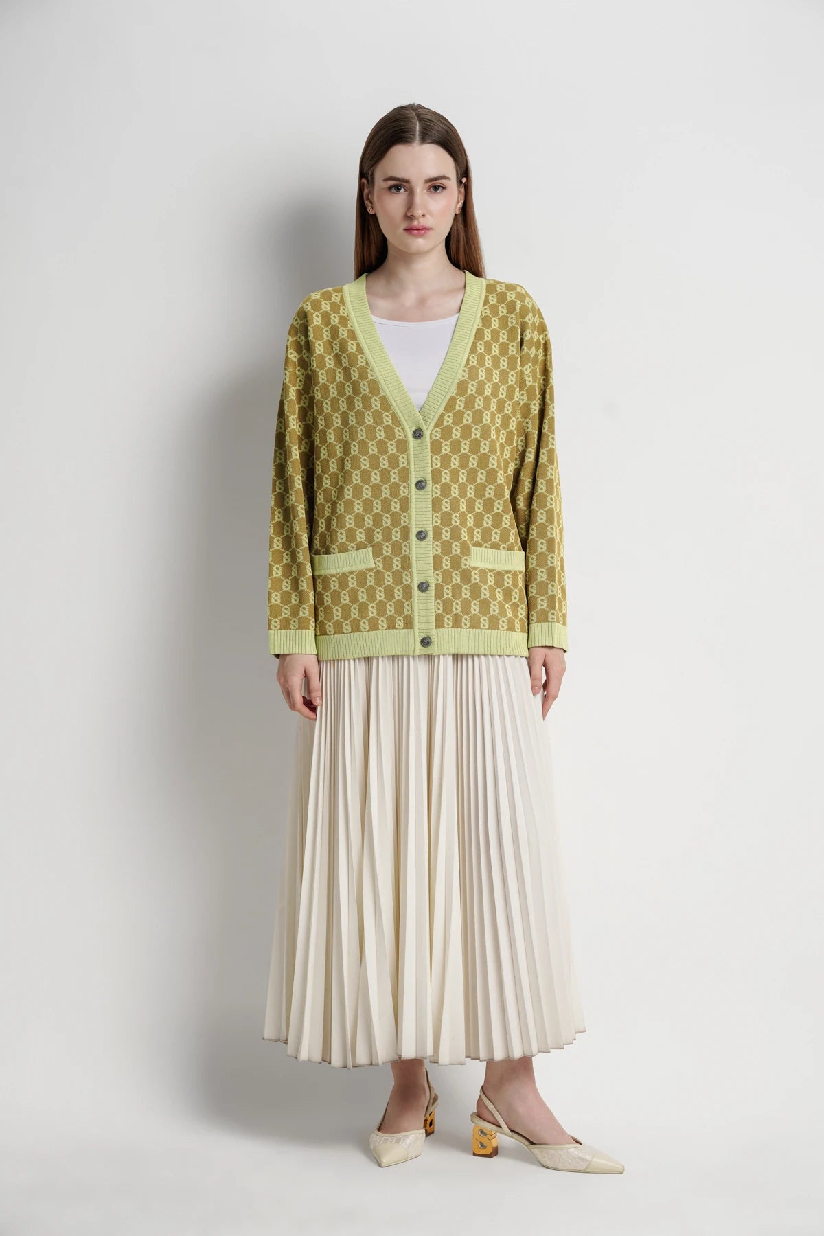 Signature Monogram Cardigan - Moss