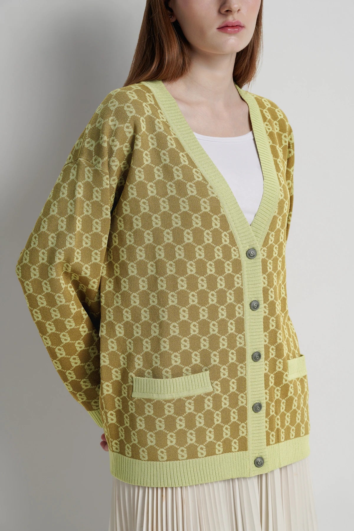 Signature Monogram Cardigan - Moss