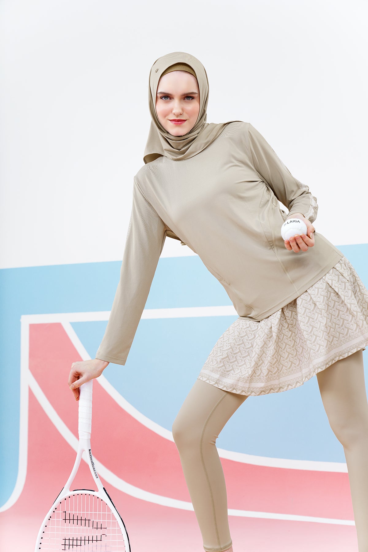 Athleisure Skirted Legging - Beige