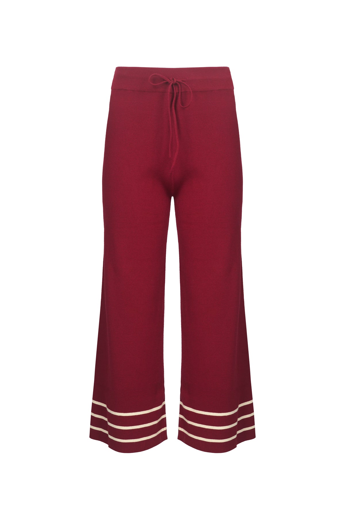Stripe Bottom Knit Pants - Maroon