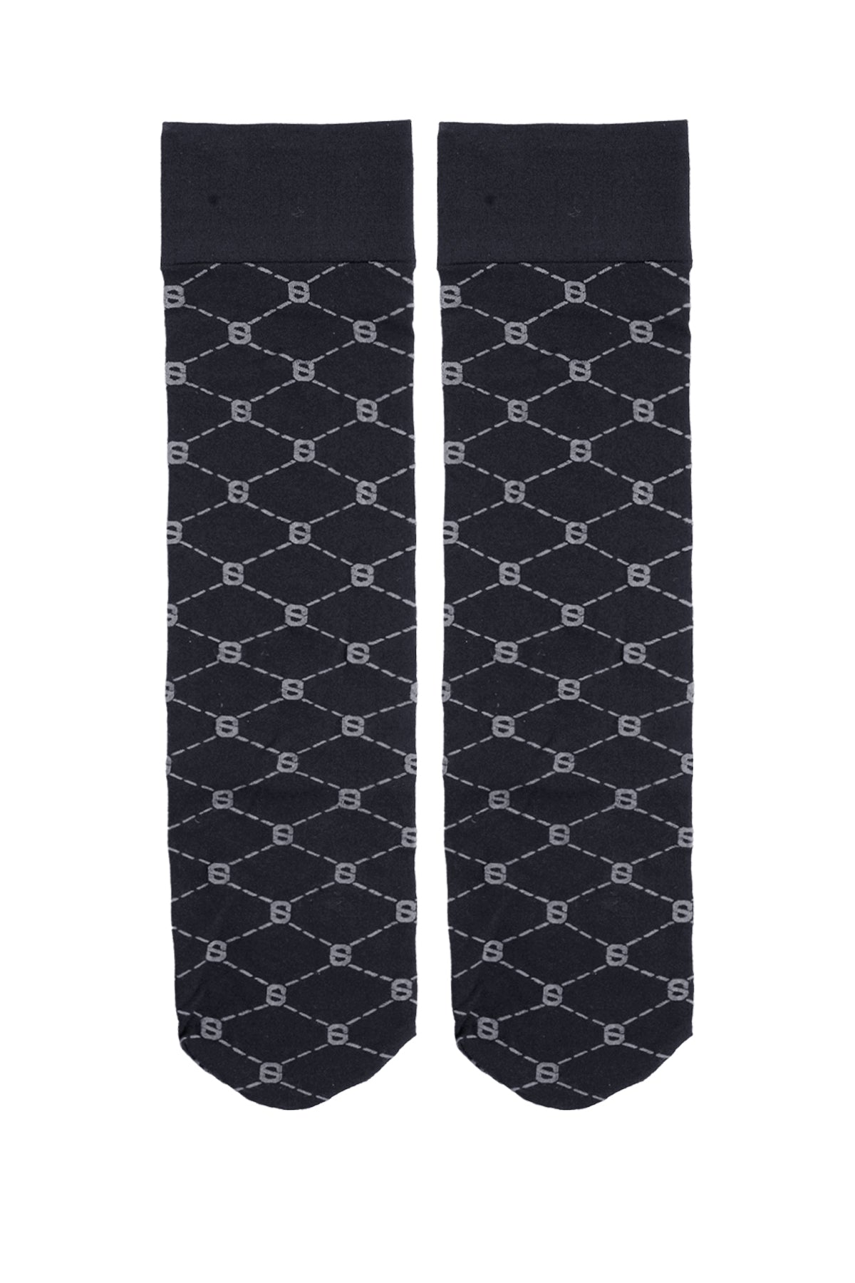 Monogram Naylon Çorap - Siyah