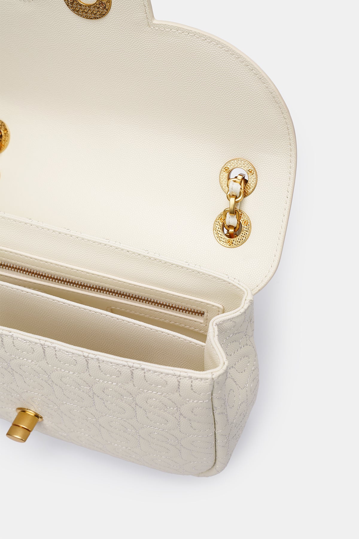 Aluna Leather Flap Bag Medium - Bone