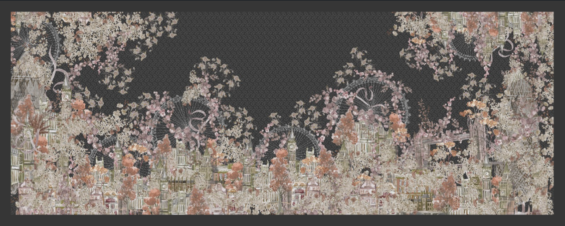 British 2 Satin Shawl - London Eye