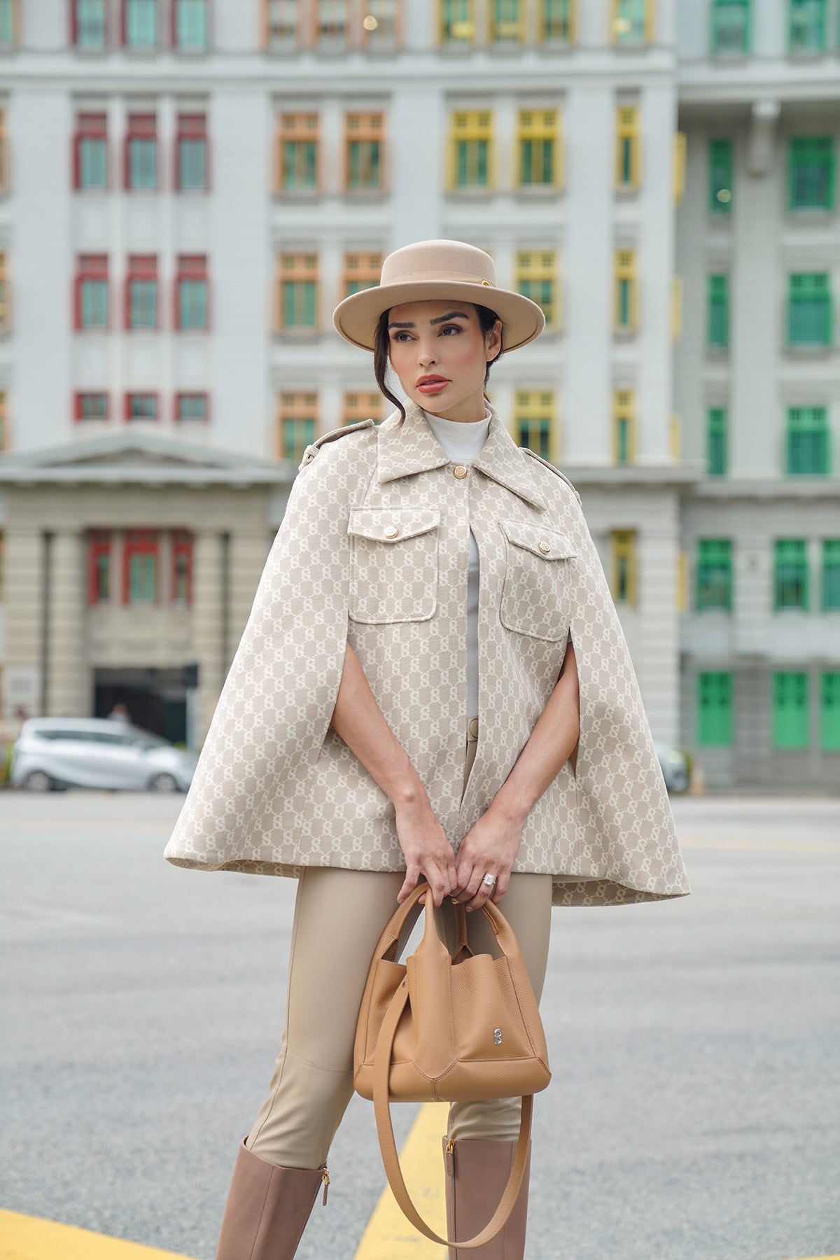 Monogram Cape Outer - Beige