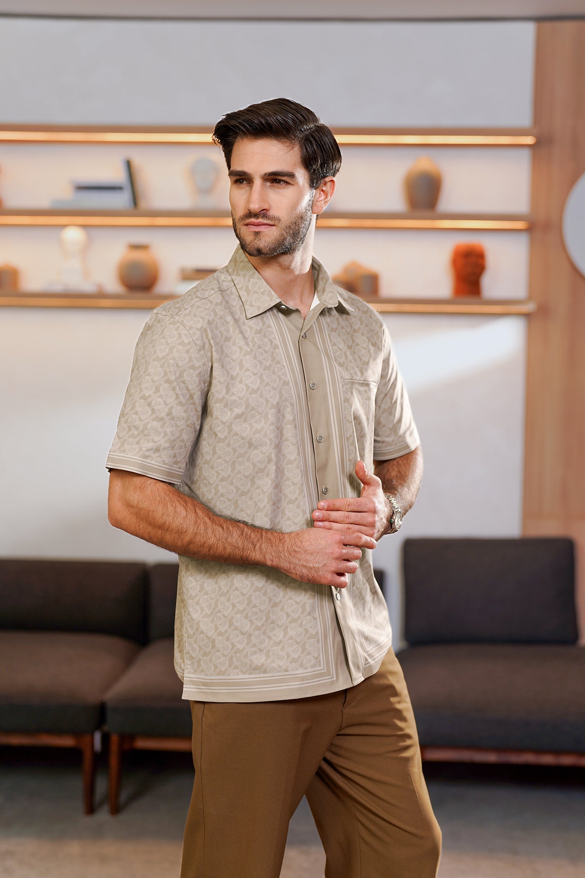 Hasır Erkek Gömleği - Kahverengi